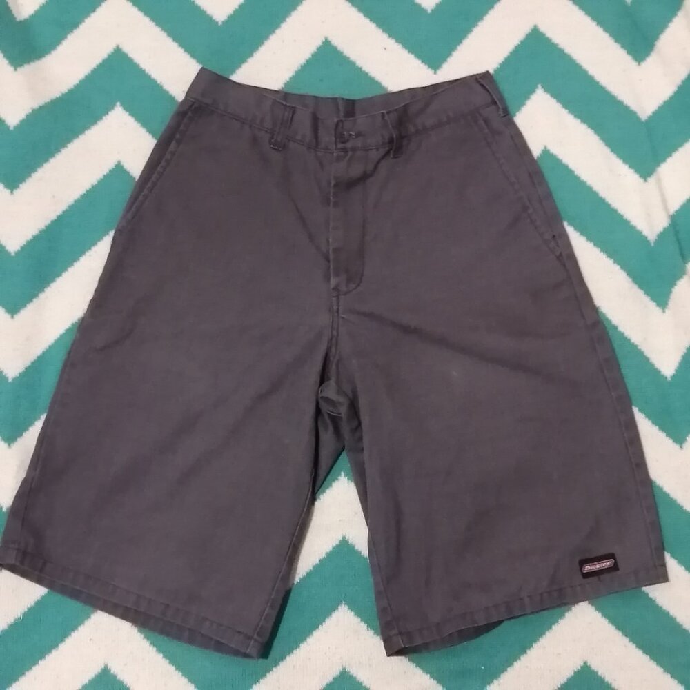 Flat Front Dickies Work Shorts, Grey